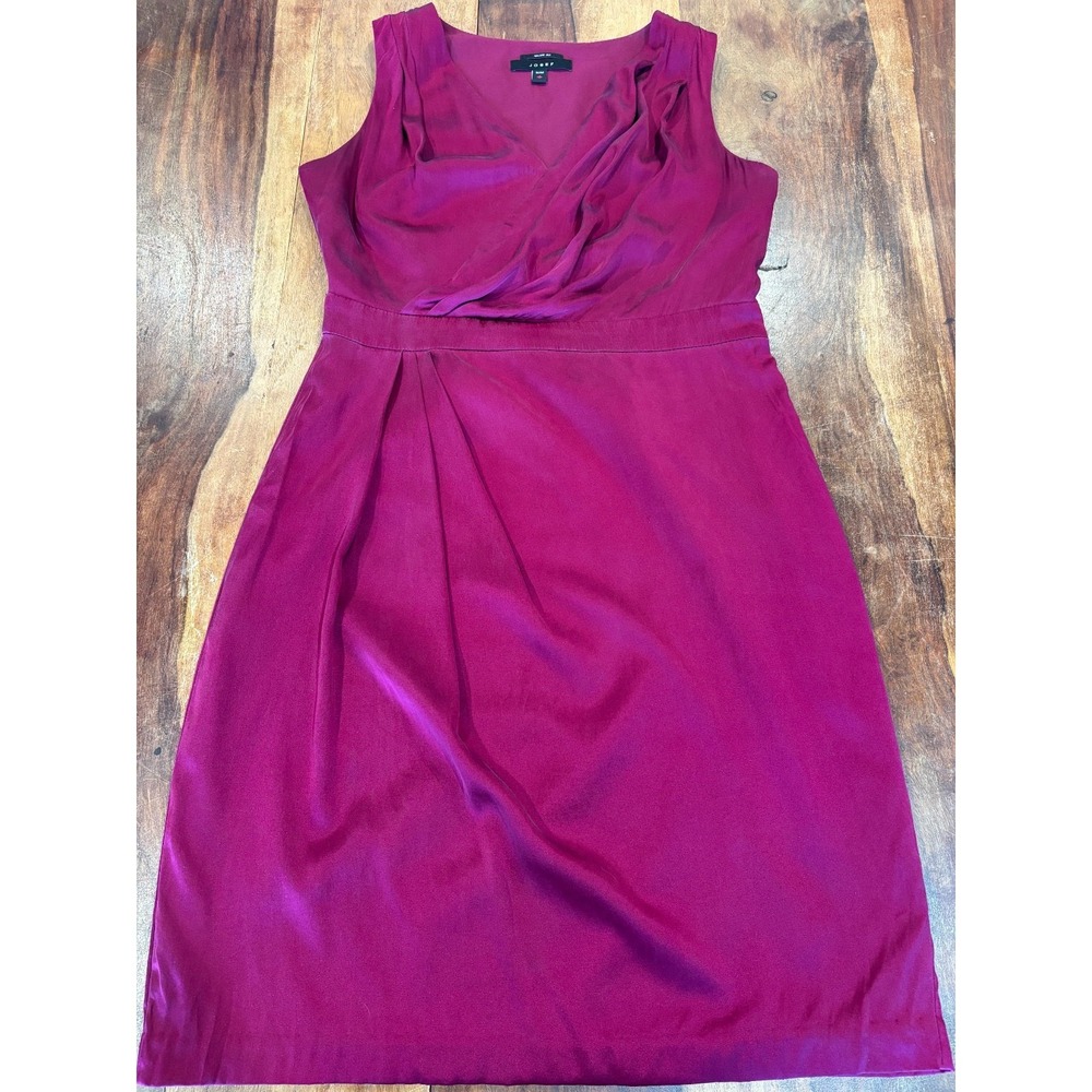 Josef bright pink 100% silk dress ruched womens' size medium party wedding guest - Picture 7 of 9